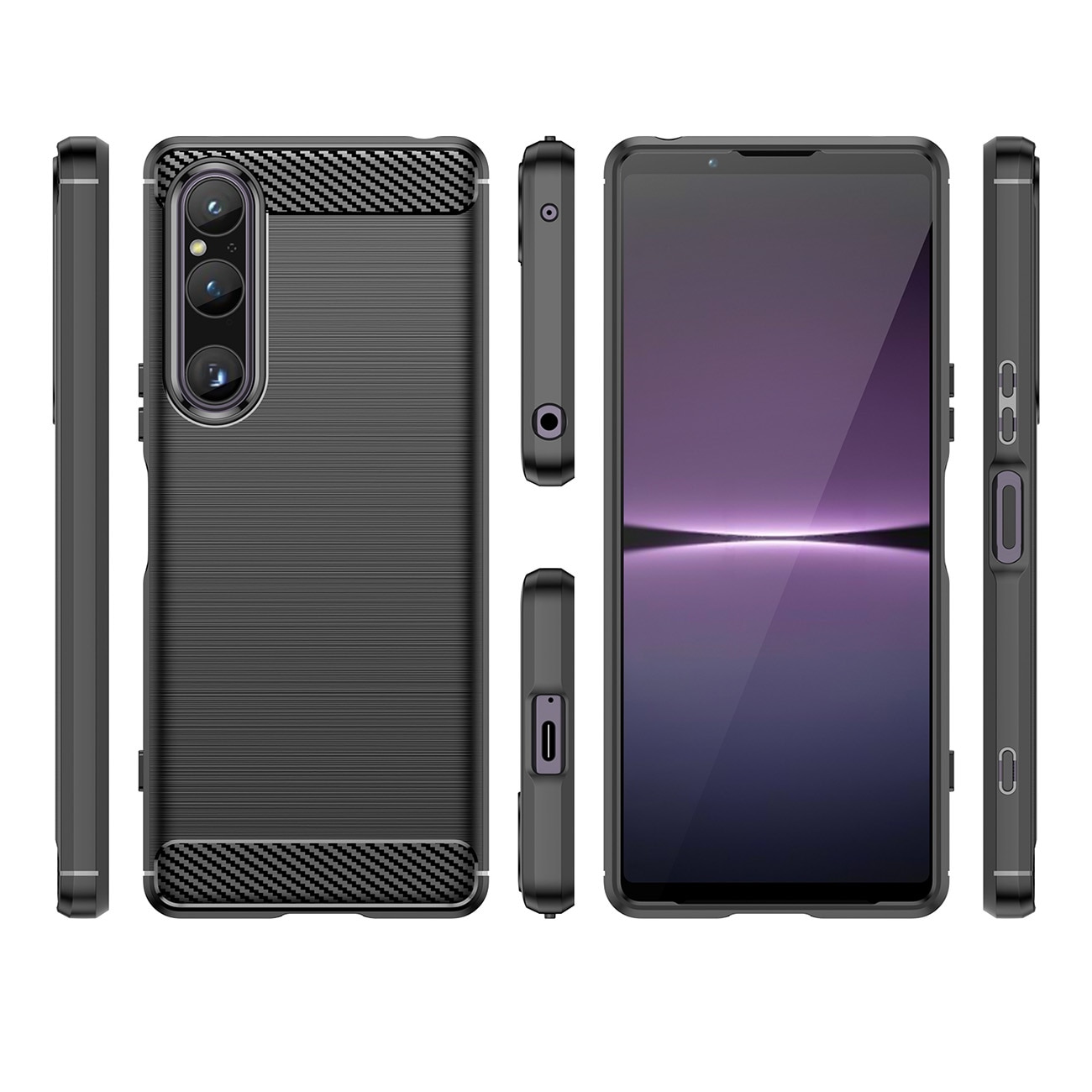 Carcasa Flexible Carbon compatibila cu Sony Xperia 1 V Black
