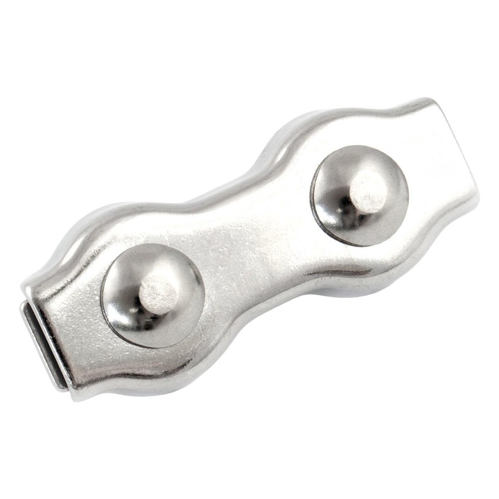 Set 5 cleme duble pentru fixarea si conectarea cablurilor, DQPP, Otel galvanizat, 2 x 30 mm, Argintiu