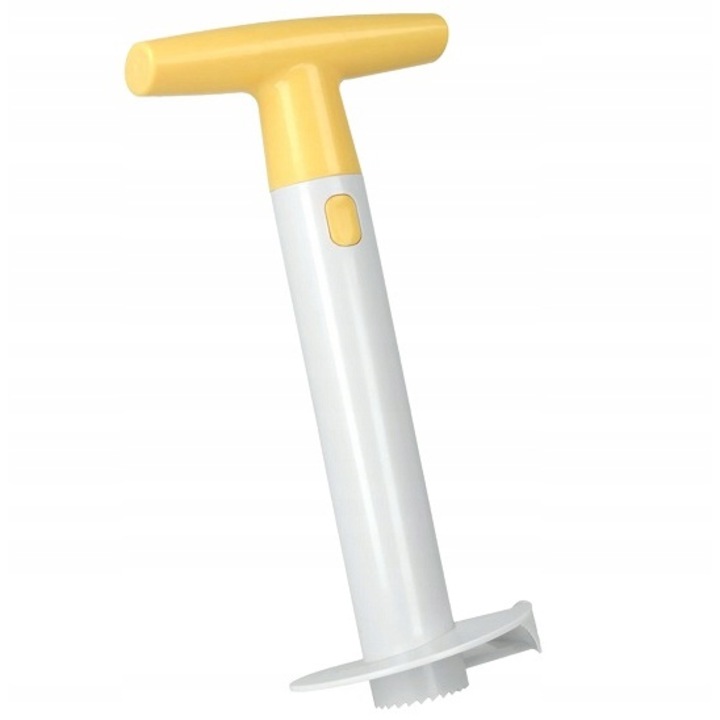 Dispozitiv pentru taierea ananasului, Metaltex, Plastic, 23cm, Alb/Galben