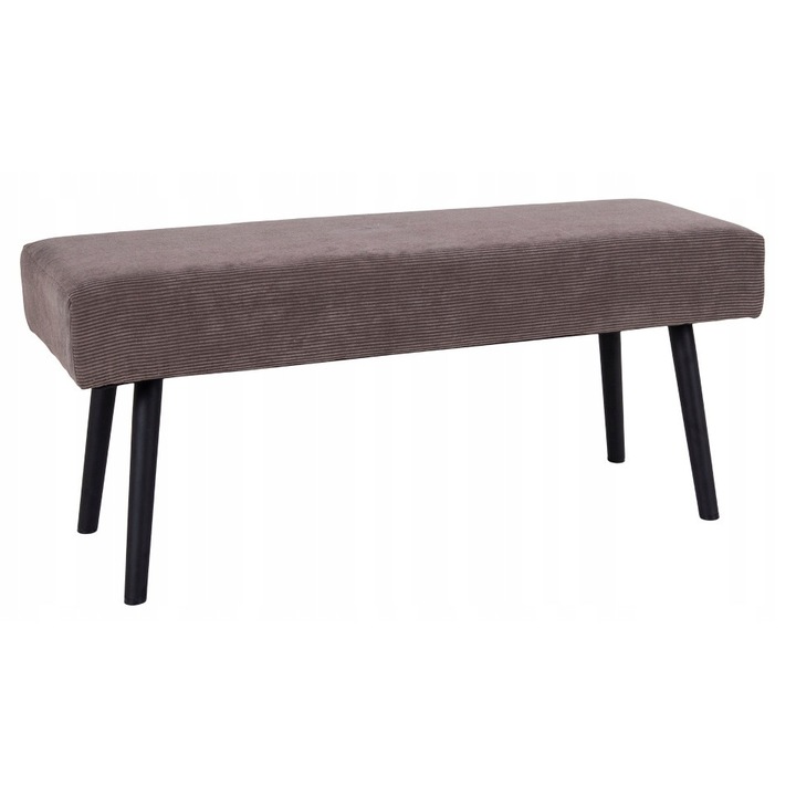 Banca tapitata House Nordic, Otel/Stofa, 44x100x35 cm, Maro/Negru