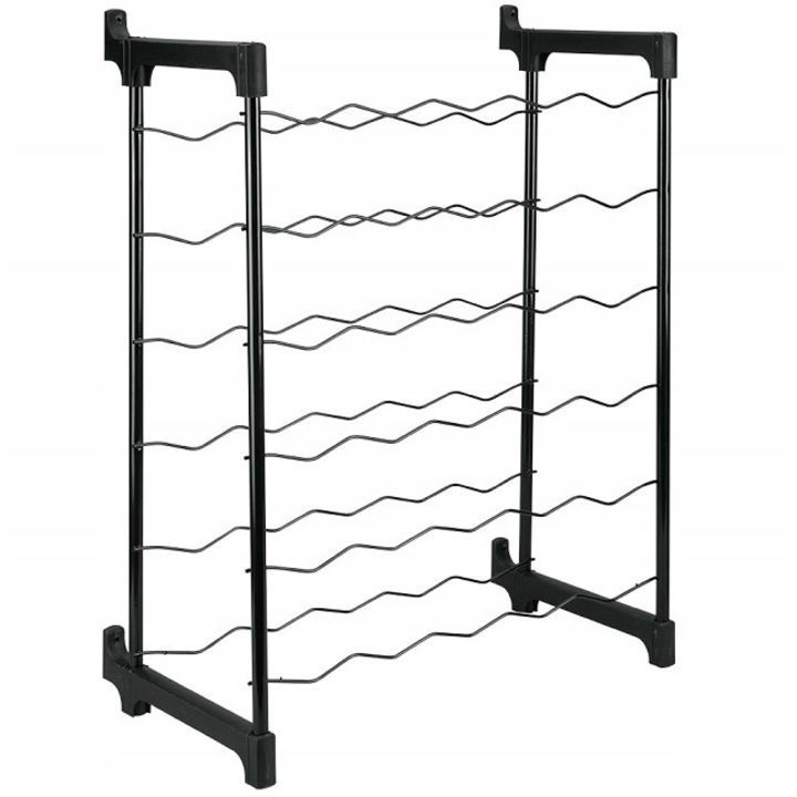 Suport pentru bauturi METALTEX, Stand modern, Raft, Organizator sticle, Vin, Apa, 30 buc., 6 niveluri, metal, negru, 26x68x50cm