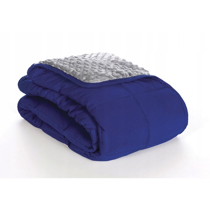 Patura ponderata, Cangur, Antistress, Greutate 8,5 kg, 120x180 cm, Albastru/Gri