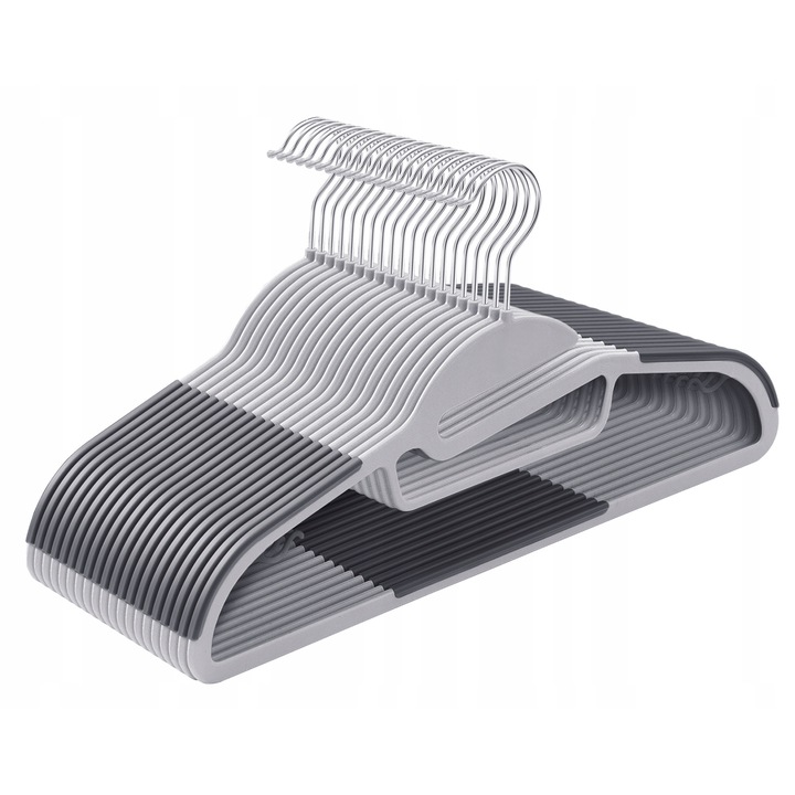 Set 20 Umerase pentru haine, Antialunecare, catifea, Gri, Songmics