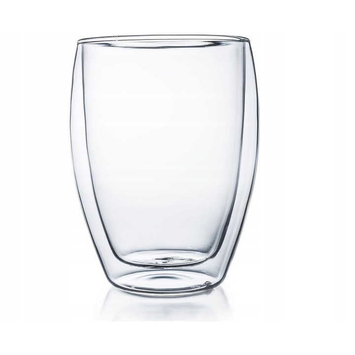 Pahar termic XXL Creano, 400 ml, sticla borosilicata, perete dublu, pentru ceai si cafea
