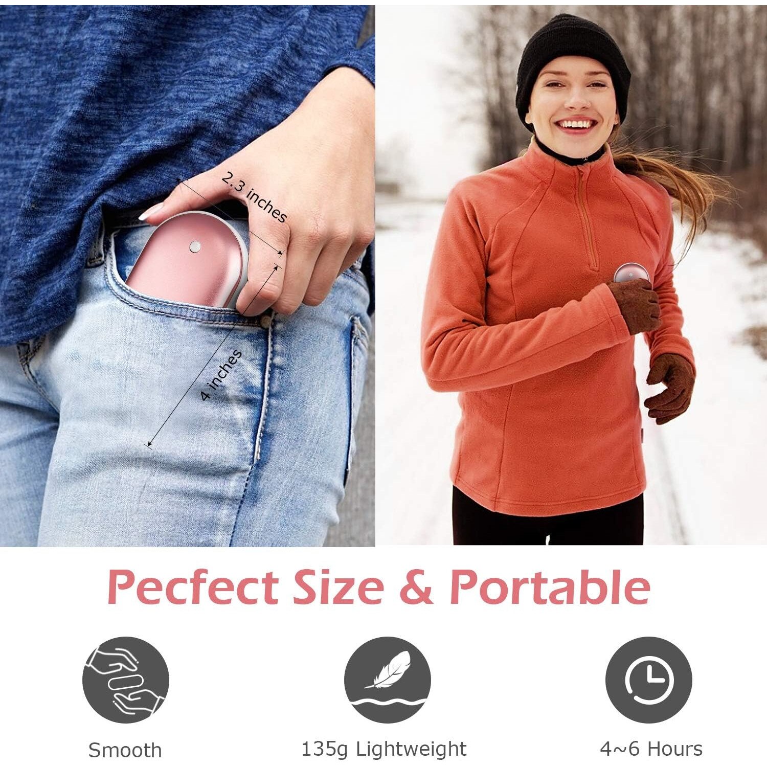 Incalzitor de maini reincarcabil, Sunmostar, 4000 mAh, Roz - eMAG.ro