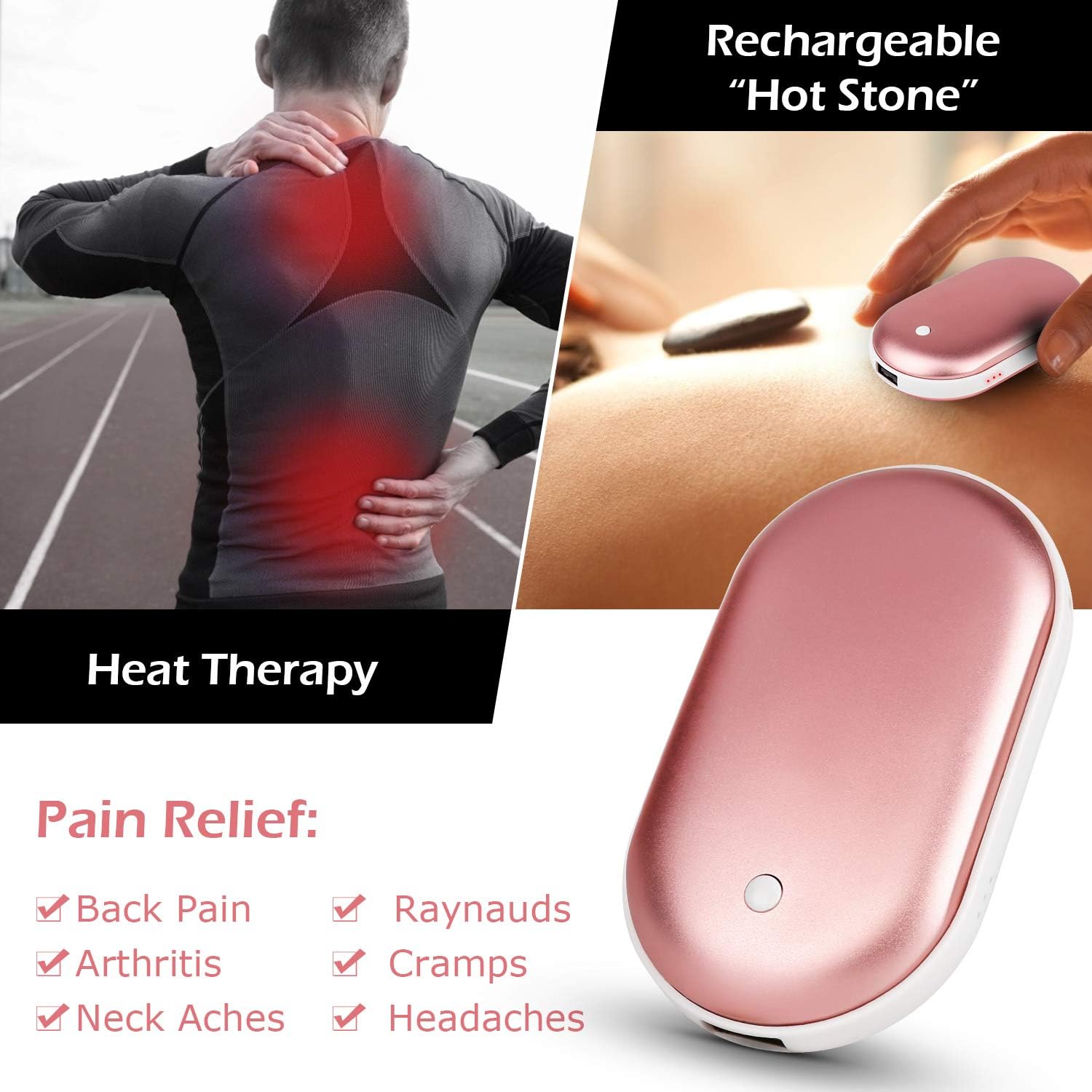 Incalzitor de maini reincarcabil, Sunmostar, 4000 mAh, Roz - eMAG.ro