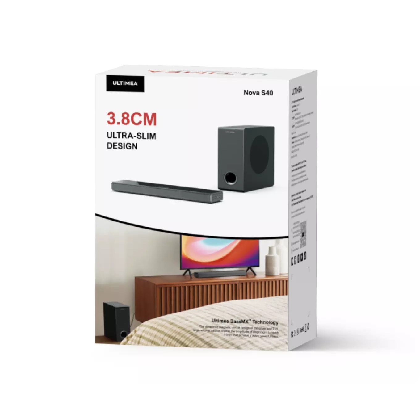 Soundbar Ultimea Nova S40, 2.1 canale, 160W, Bluetooth 5.3, HDMI ARC, Negru