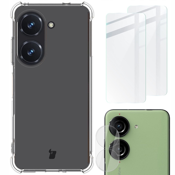 Кейс и 2 предпазни бутилки за Asus Zenfone 10, Bizon, Transparent