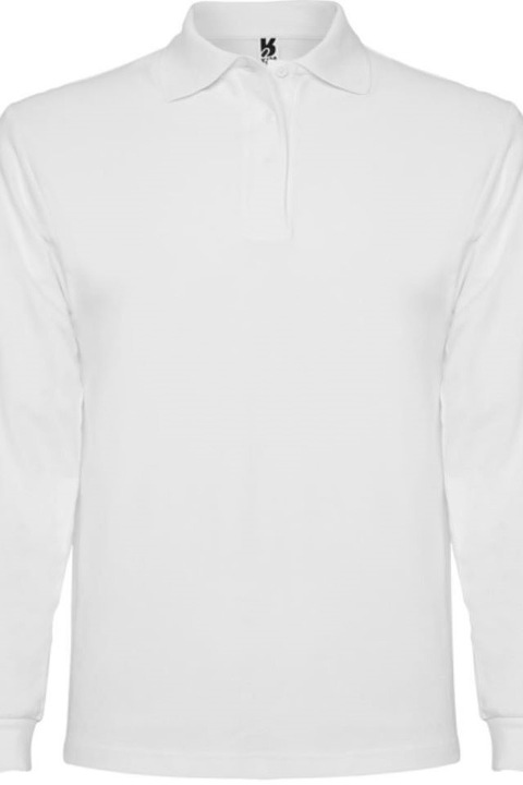 Tricou polo cu maneca lunga, guler si mansete, fanta cu 3 nasturi, culoare alb, marimea M