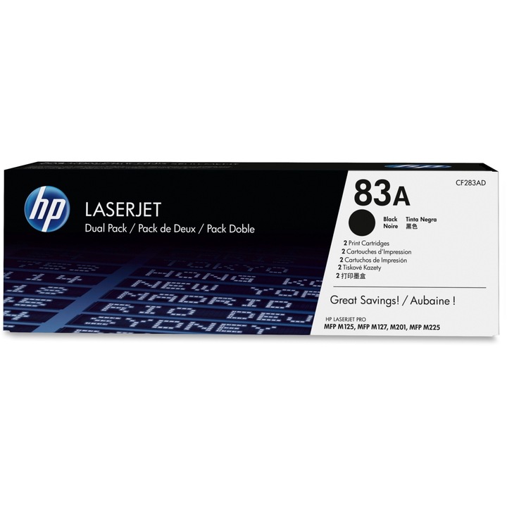 Toner HP CF283AD, black, pachet dublu CF283A, HP LaserJet Pro M125A, LaserJet Pro M125NW, LaserJet Pro M127FN, LaserJet Pro M127FW