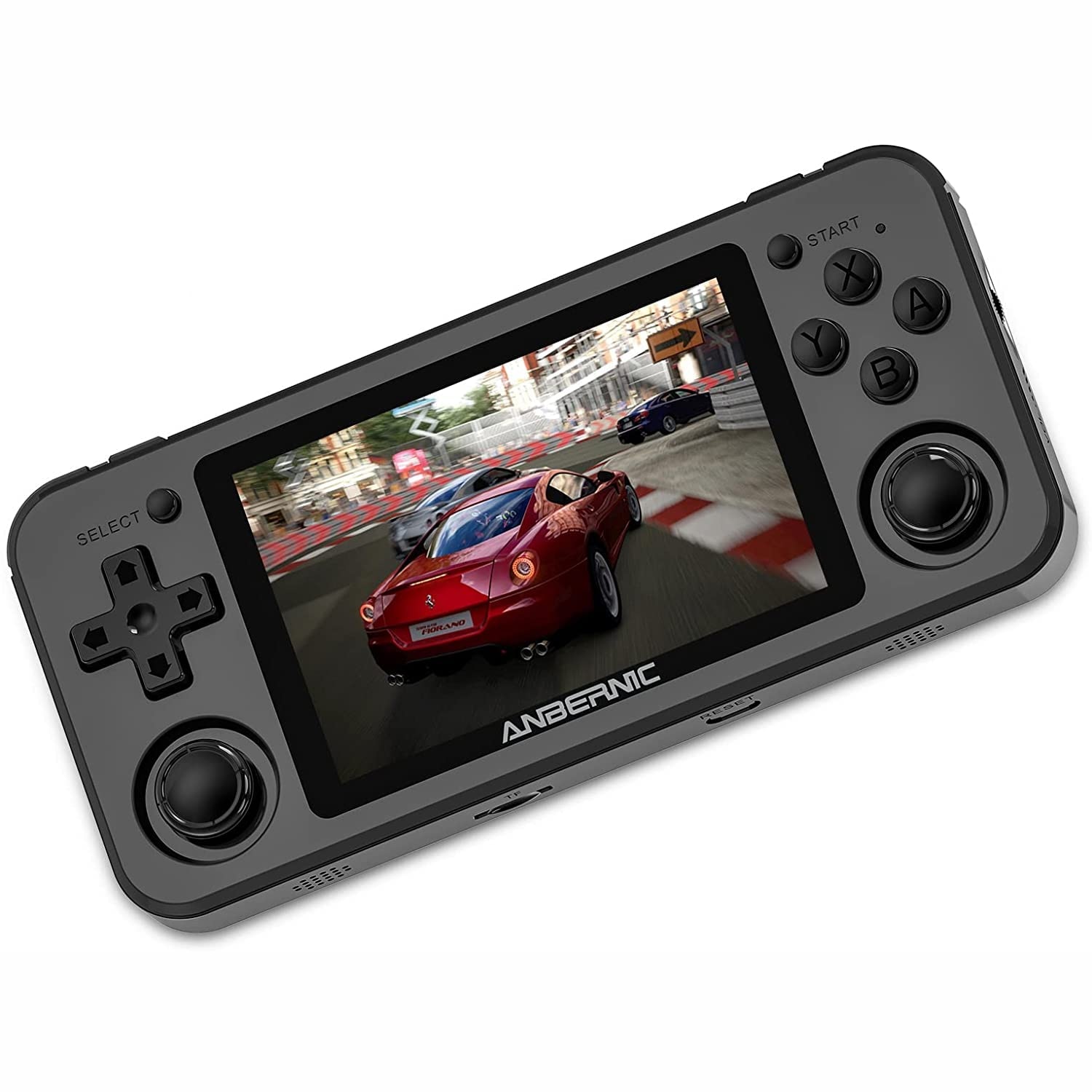 Consola de jocuri retro portabila ANBERNIC RG351P 64GB, quad core Cortex-A35 1.5GHz, RAM 1GB DDR3, Display 3.5 inch IPS 320x480, acumulator 3500 mAh, neagra