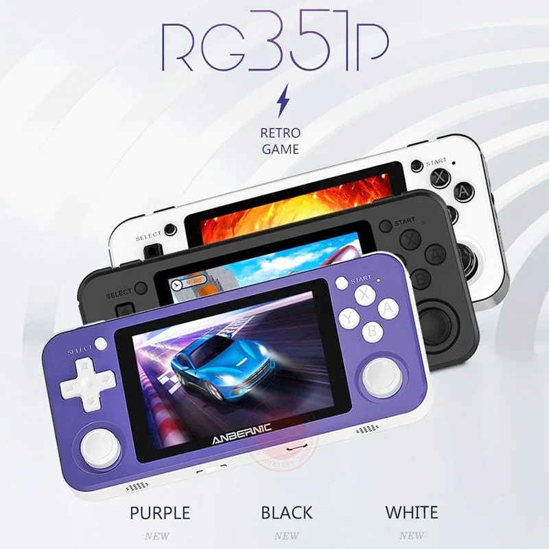 Consola de jocuri retro portabila ANBERNIC RG351P 64GB, quad core Cortex-A35 1.5GHz, RAM 1GB DDR3, Display 3.5 inch IPS 320x480, acumulator 3500 mAh, neagra