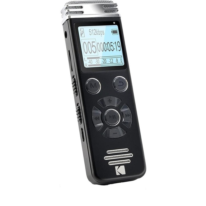 Reportofon Kodak VRC450, Microfon stereo, MP3, USB, Slot microSD, 8GB, Negru