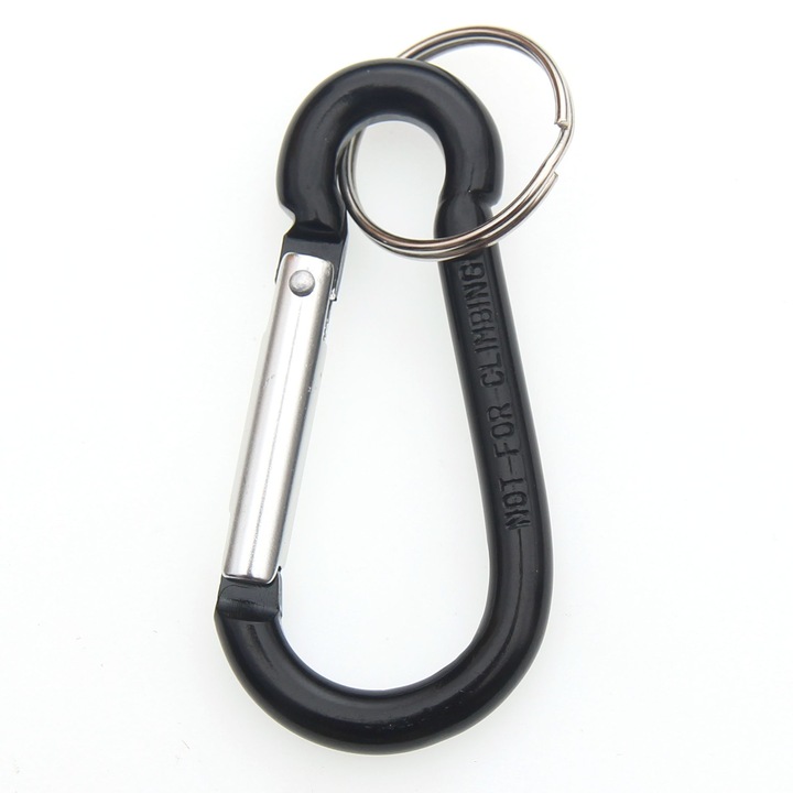 Karabiner gyűrűvel 7,5mm Fekete 8x3,8cm Albainox 09166