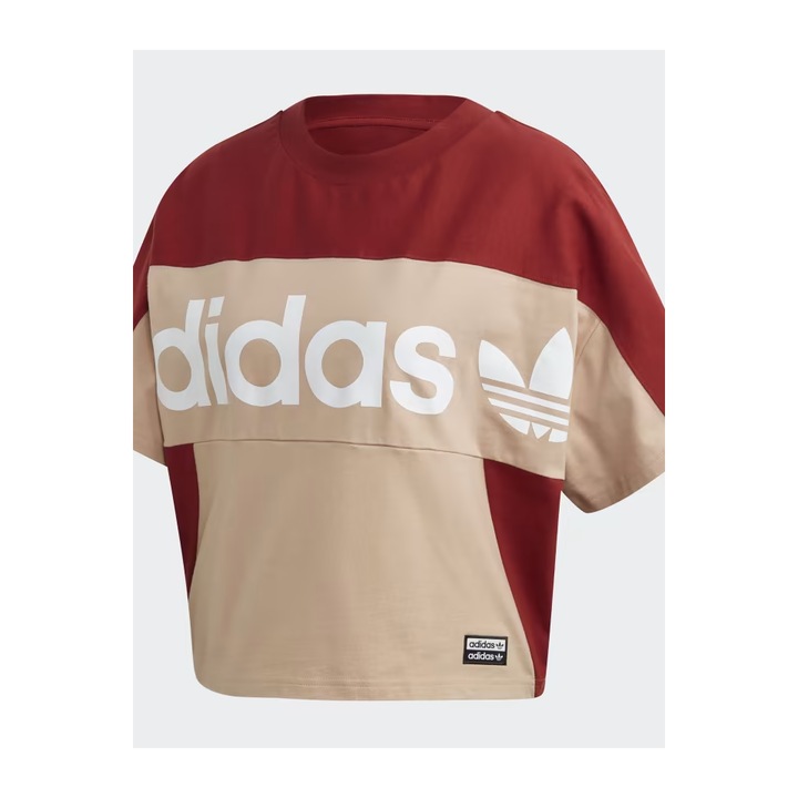Tricou Adidas Boxy Tee, Femei, caramiziu cu crem, S