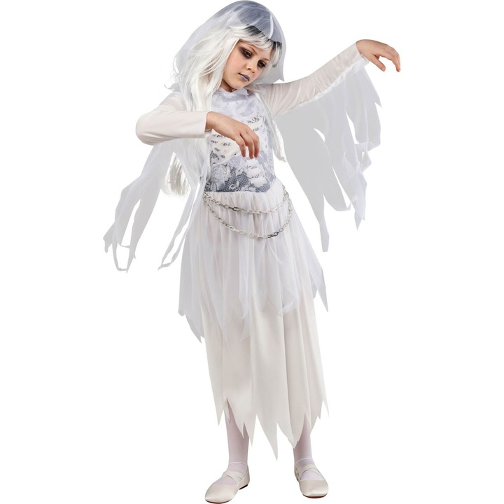 Costum Halloween fantoma cu voal pentru fete, KidMania®, 3-5 ani, 104 -110 cm