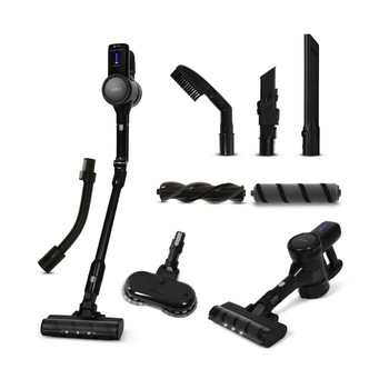 Aspirator vertical fara fir cu functie mop Lauben LBNSVD3V1400BC, 105 AW, autonomie pana la 35 minute, lumina LED, capacitate 0.8L, negru