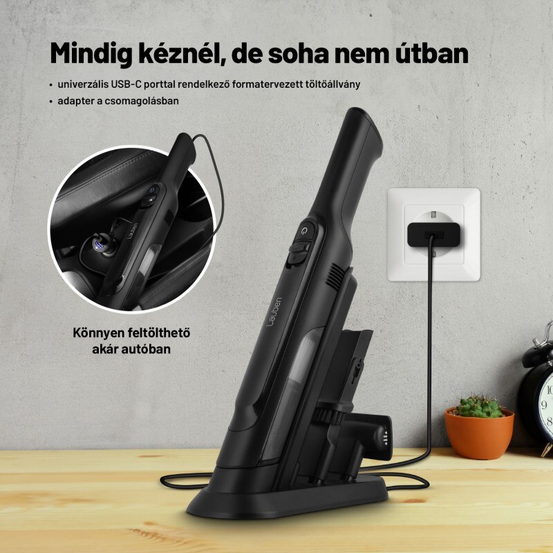 Aspirator de mana Lauben LBNHV2V1120BC, 120W, 2600 mAh, negru