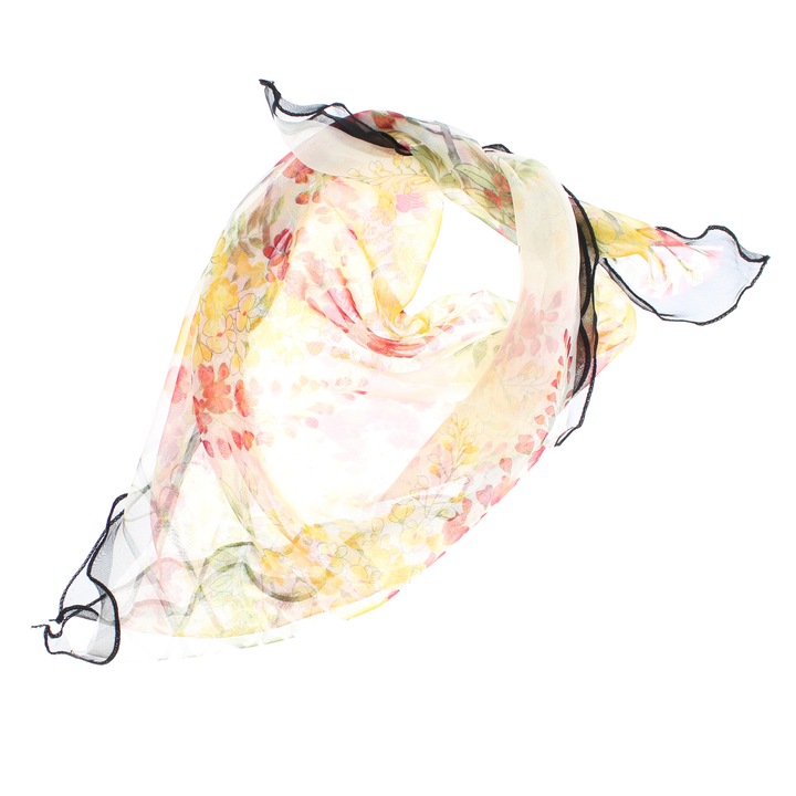 Esarfa de dama, Buticcochet, 60x60 cm, 40% matase 60% poliester, cu imprimeu floral, Multicolor - ES2020