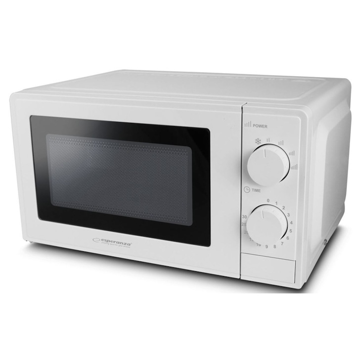 Микровълнова фурна EKO011W Esperanza, 20л, Механично управление, 1100W, 5 степени на мощност, Бяла