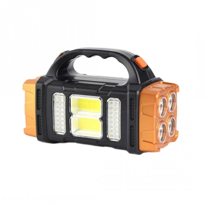 Мултифункционален LED фенер, 25W, функция powerbank, цвят черен/златист