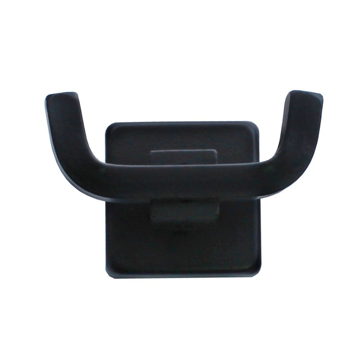 Cuier din metal, pentru baie, negru, cu 2 agatatoari