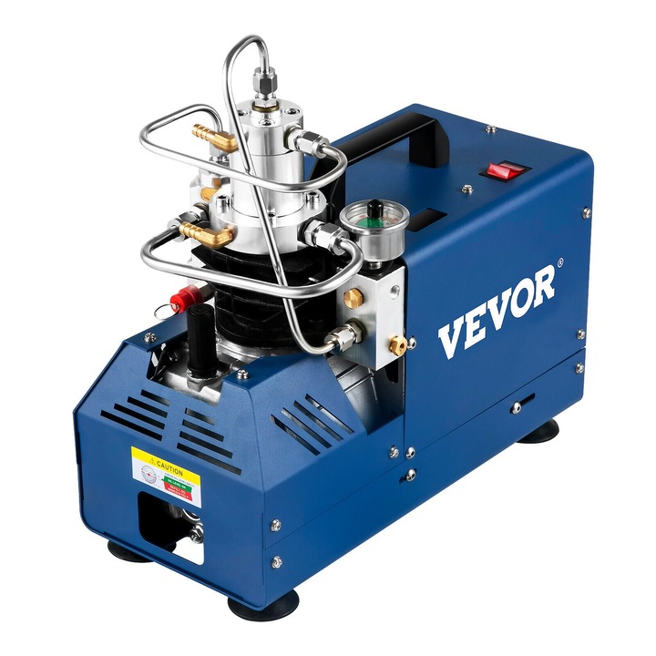 Въздушен компресор, Vevor, 220V, 1800W, 4500Psi, 30MPA, 2800rpm, неръждаема стомана, 50L/min, син