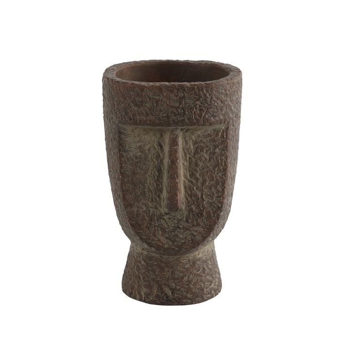 Ghiveci ceramic figura maro, 15cm