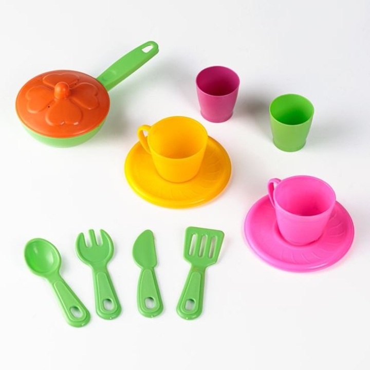 Set de joaca Tigaie cu accesorii Shopiens® pentru copii, cu 11 piese, multicolor