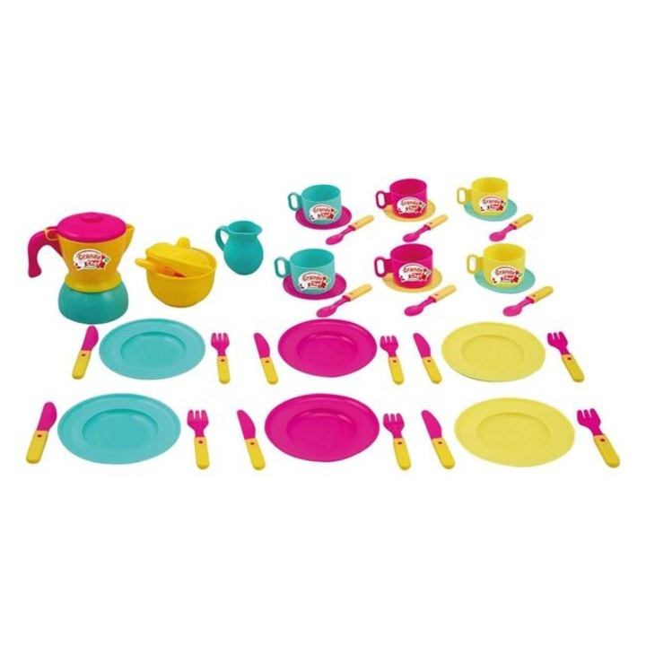 Set de joaca Vesela pentru servit cafeaua si micul dejun Shopiens®, pentru copii, cu 39 piese, multicolor