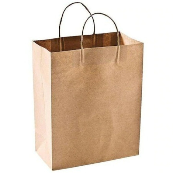 Sacose kraft natur cu maner sfoara, 250 buc, dimensiune 25x14x30 cm