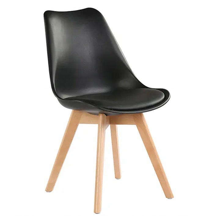 Scaun scandinav DSW cu perna, VIKING, 51 x 50 x 82 cm, negru