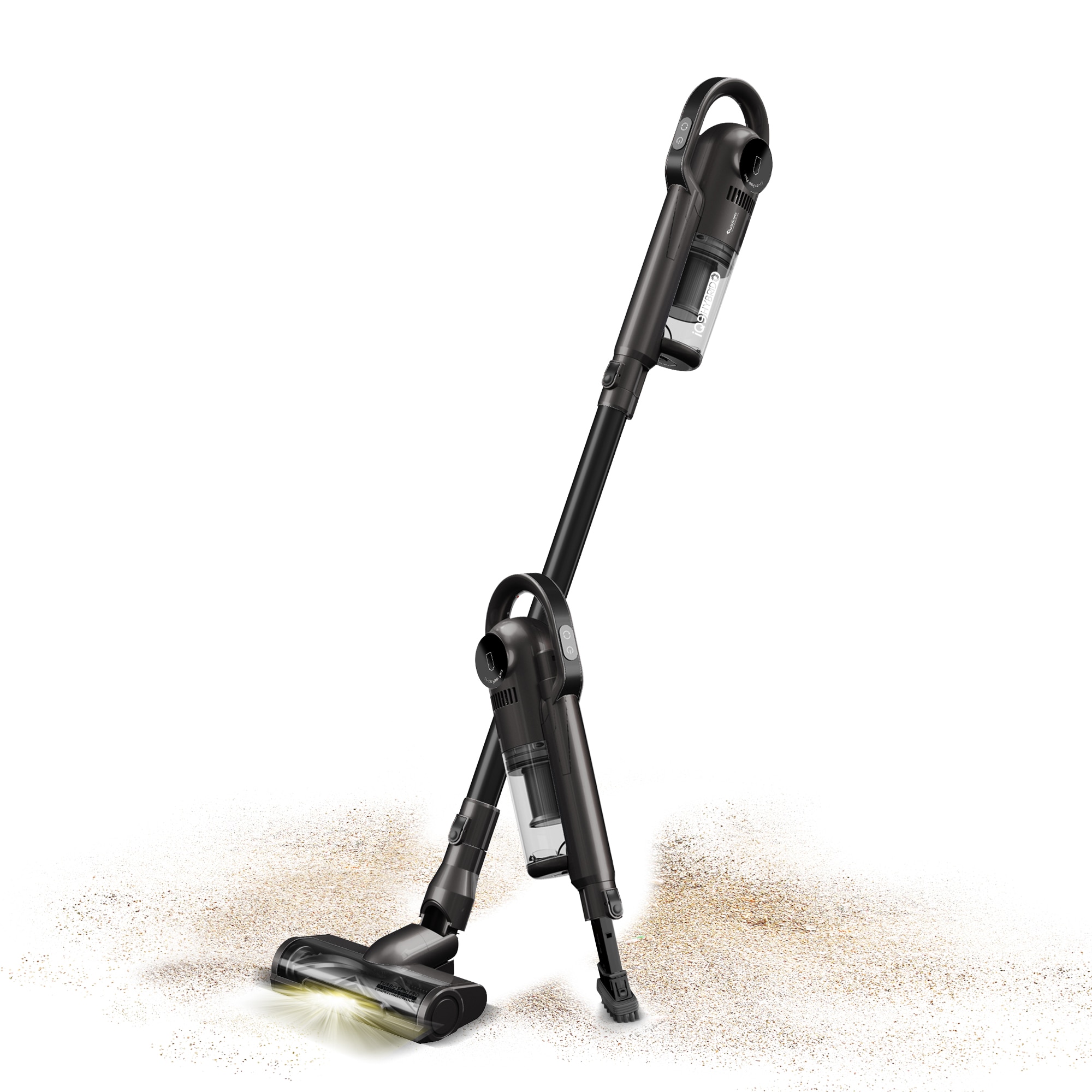 Aspirator portabil 2in1 TurboTronic iQ9 HYBRID Ultra-Light Stick, 0, 9l, baterie Li-ion, 22, 2V, 35 minute autonomie, negru