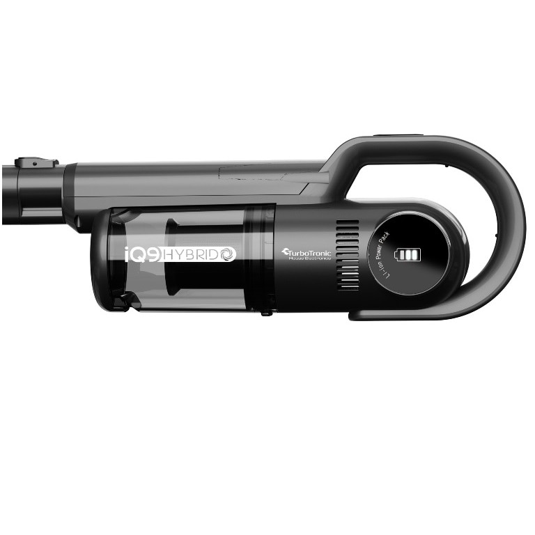 Aspirator portabil 2in1 TurboTronic iQ9 HYBRID Ultra-Light Stick, 0, 9l, baterie Li-ion, 22, 2V, 35 minute autonomie, negru
