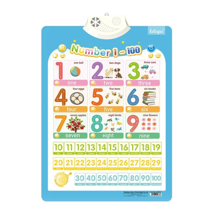 Интерактивни постери на английски език, 41 х 55,5 см, номера 1-100