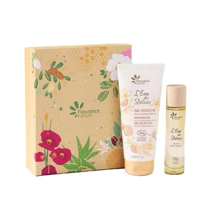 Fleurance Nature ajándék szett – L'Eau des Délices citrusfélék és fehér virágok, Fleurance Nature, 250 ml