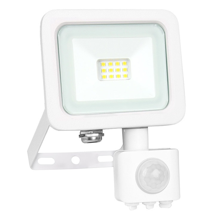 Proiector led, cu senzor, pentru exterior, Mentavill, 10W, slim, IP65, alb