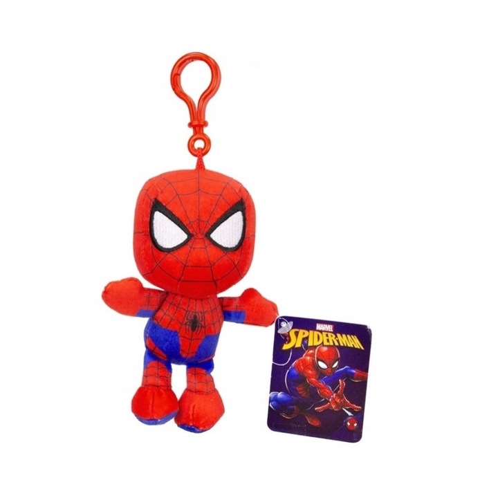 Breloc pentru copii, Mervel, Spider-Man, Plus, 12m+, 13 cm, Rosu/Albastru