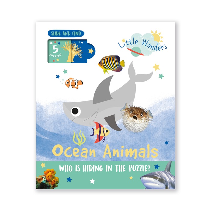 Carte pentru copii, North Parade Publishing, Little Wonders Ocean Animals Puzzle Slider, 1+ ani