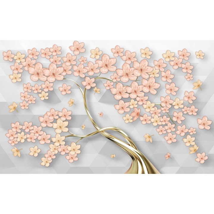 PVC öntapadó tapéta - Tree With Pink Flowers, 100 x 150 cm