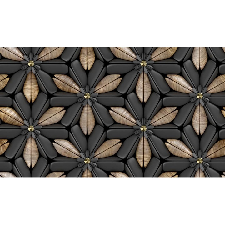 Tablou Canvas - Pattern Flori Negre Si Maronii, 30x40 cm