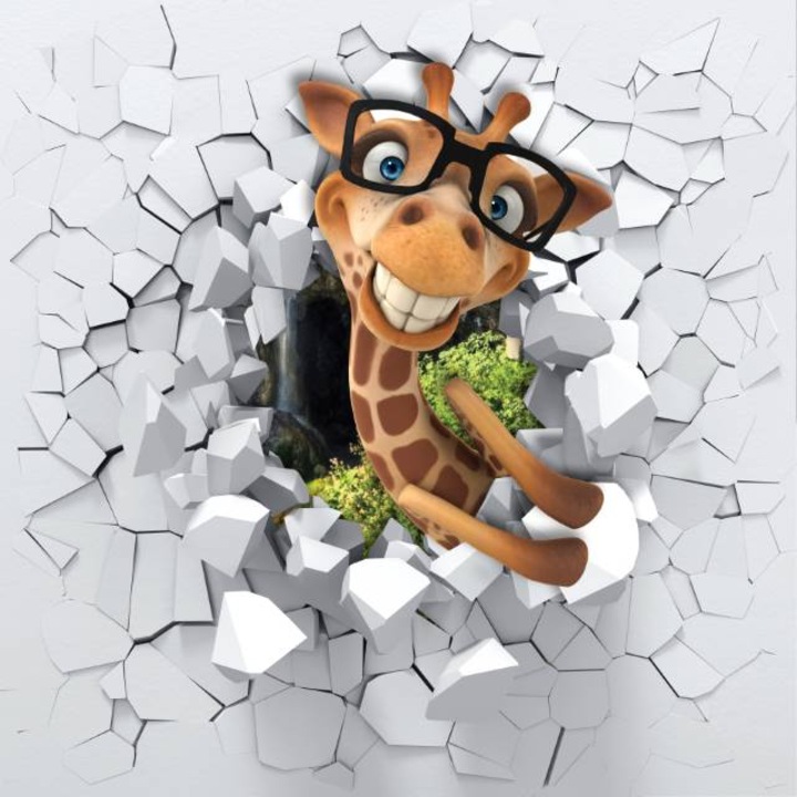 PVC öntapadó tapéta - Giraffe In The White Wall 3D, 100 x 150 cm