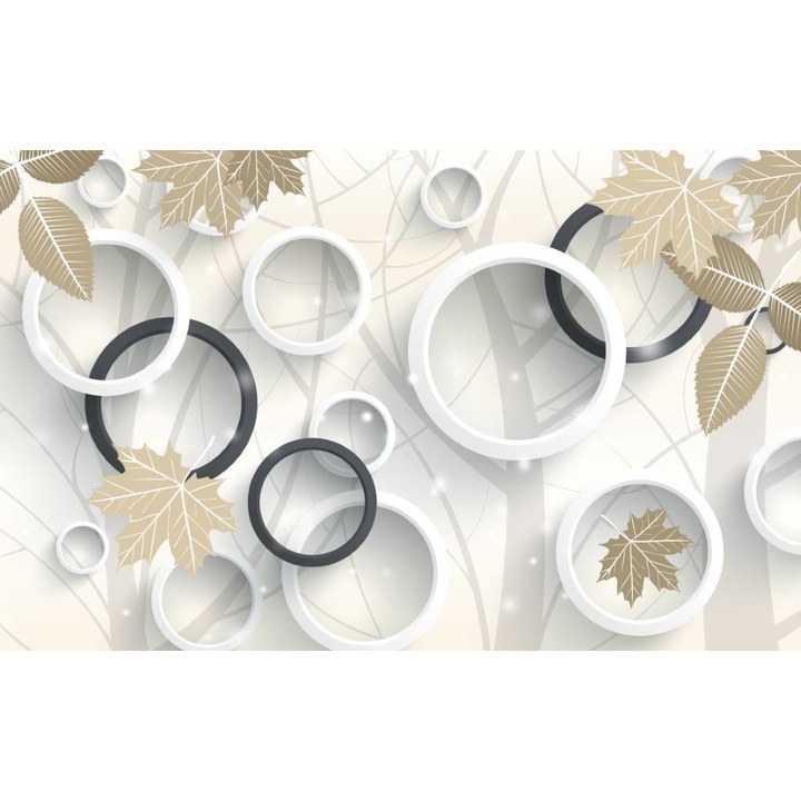 Öntapadó PVC tapéta - Erdő fehér és fekete körökkel, 100 x 150 cm