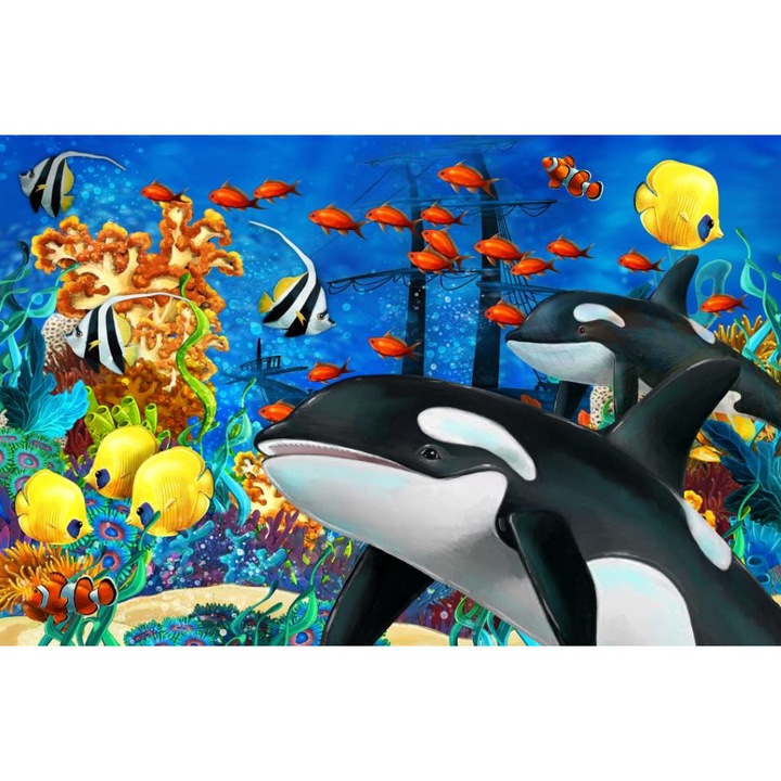 PVC öntapadós tapéta - Whales And Life In The Ocean, 100 x 150 cm
