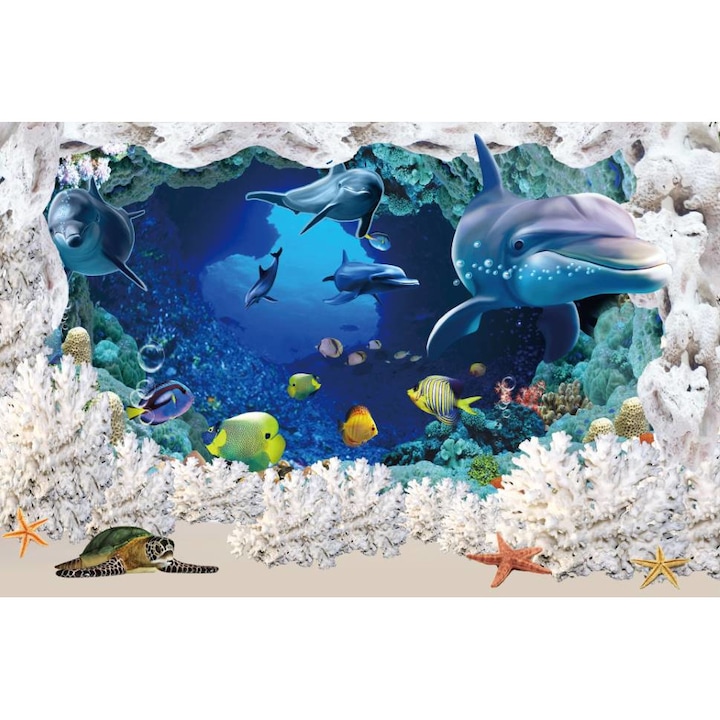 Öntapadó PVC tapéta - Dolphins And Life In The Ocean 5, 100 x 150 cm