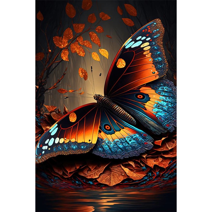 Öntapadó PVC tapéta - Colorful Butterfly On Leaves, 100 x 150 cm
