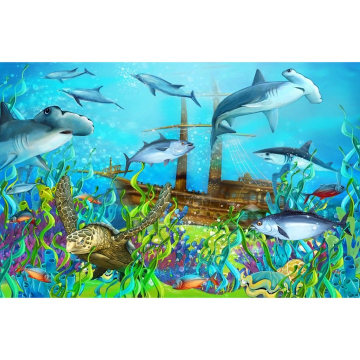 PVC öntapadó tapéta - Elsüllyedt hajó és hal, 100 x 150 cm