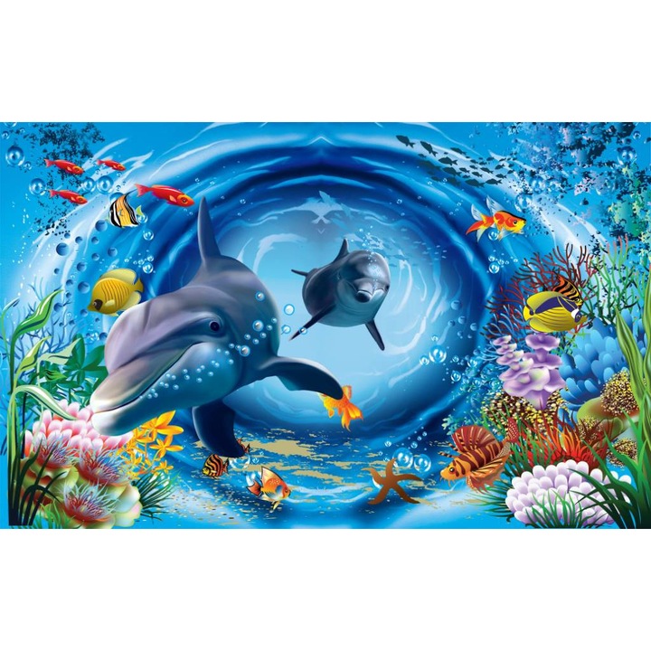 PVC öntapadó tapéta - Dolphins And Life In The Ocean, 100 x 150 cm