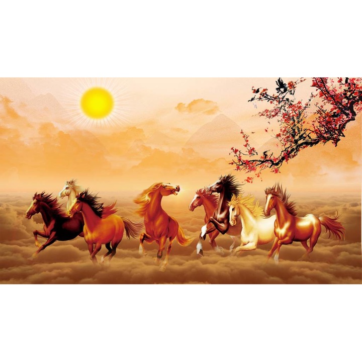 PVC öntapadó tapéta - Horse Stud at Sunrise Abstract, 100 x 150 cm