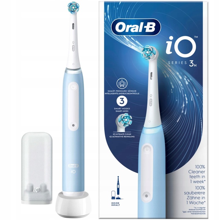 Електрическа четка за зъби, Oral-B iO Series 3 Ice Blue, Alabaster